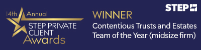 Forsters win the 2019 STEP Private Client Award for Contentious Trusts and Estates Team of the Year (Midsize firm)